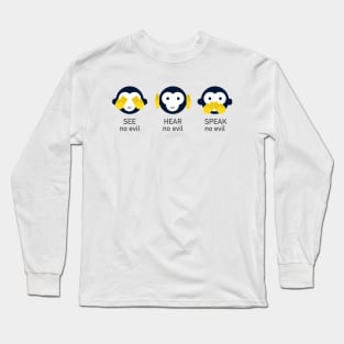 See no evil, Hear no evil, Speak no evil, Monkey Cartoon Long Sleeve T-Shirt